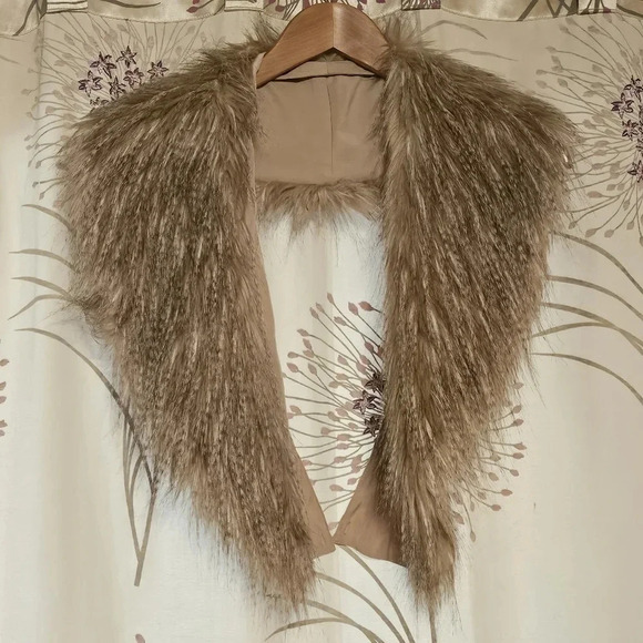 White House Black Market Removable Faux Fur Collared Sweater Off White Wmns Sz M - Picture 3 of 14